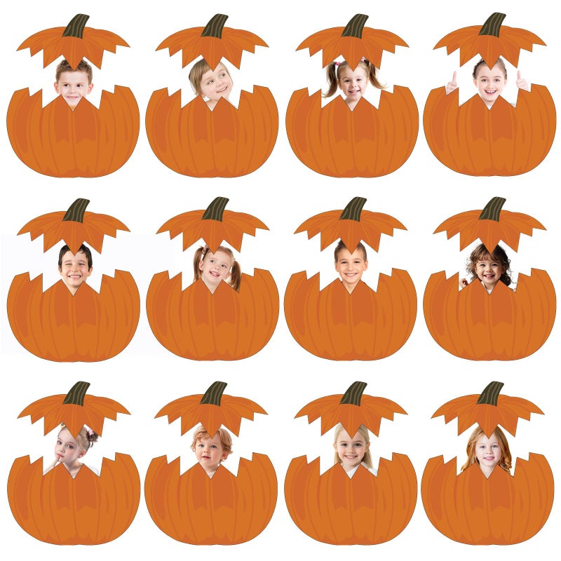 FOBSME 72 Sets Fall Pumpkin Cutouts Paper Pumpkin Cut-Outs Autumn Pumpkins Die-Cuts Thanksgiving Bulletin Board Decoration with Glue Points for DIY Crafts Classroom School Autumn Harvest Party Decor - Image 1